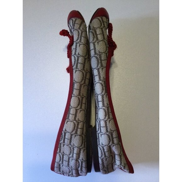 Carolina Herrera Women Cloth Ballet Flats Logo Print Comfort Round Toe Size 39 - Picture 3 of 8